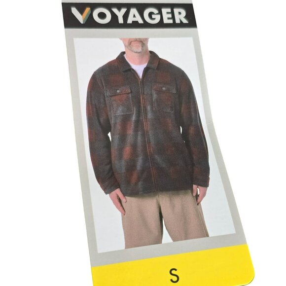 Mens Red & Gray Plaid Fleece Jacket Full Zip Size Small Voyager NWT JJ4109 - Picture 12 of 16